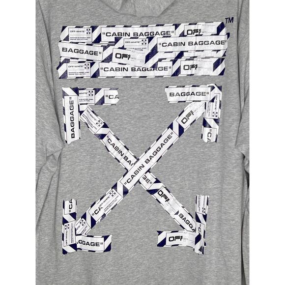 Off White 2013 Airport Tape Double Layered Tee Sweatshirt Melange Gray White L - Picture 9 of 15